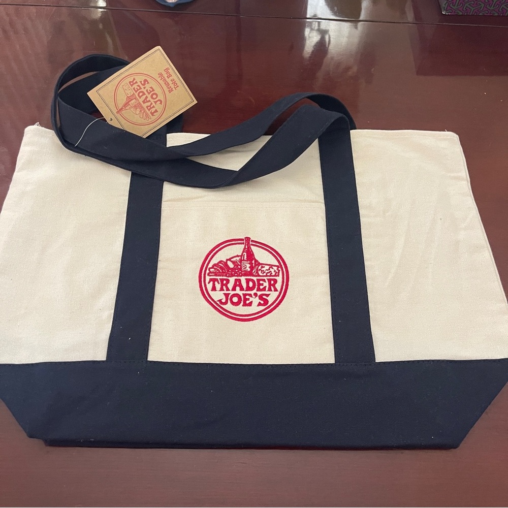 NWT Trader Joe’s Large Canvas Tote  blue